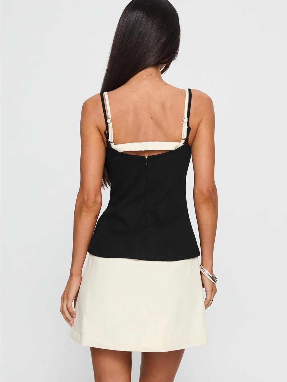Princess Polly Mariselle Layered Corset Mini Dress Black and Cream| 2 - Picture 2 of 6